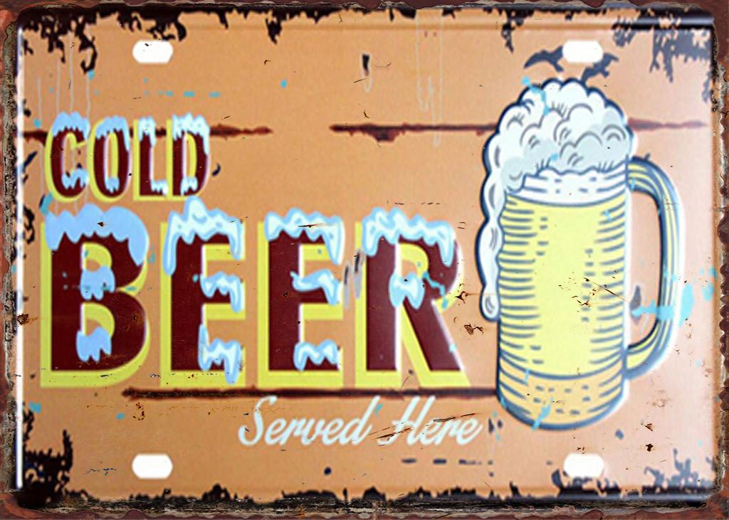 Vintage Beer  Whiskey Themed License Plate Style Aluminum Metal Sign Retro Bar  Man Cave Wall Art Decor for Pub Garage and H