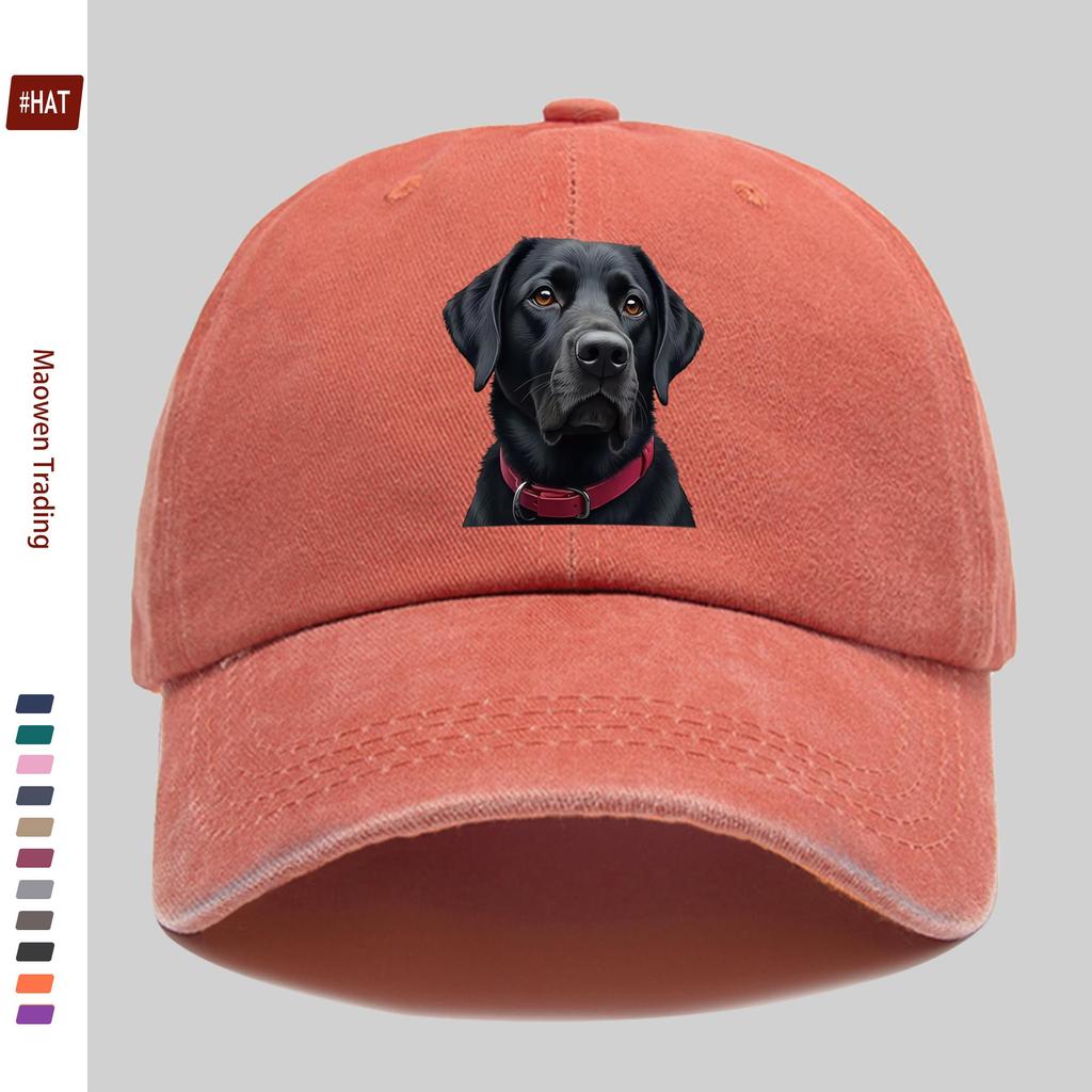 Pc Majestätischer Schwarzer Labrador Hund Druck Baseballkappe Mit Charmanten Augen Und Lebhaftem Roten Halsband Haustier Druck Design Dekorativ