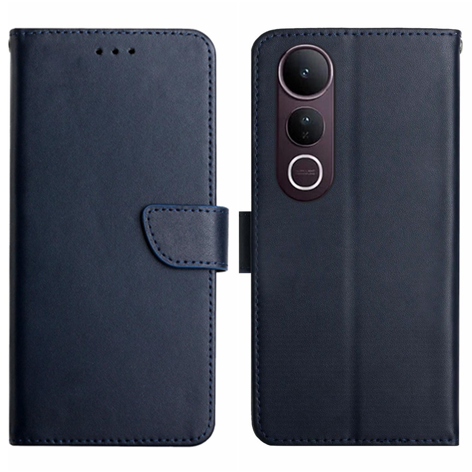 

For vivo V50 Lite 5G Case Genuine Cow Leather Phone Cover Nappa Texture Blue