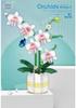 Golden Orchid Preserved Flower Bouquet Building Kit - Small Particle Assembly Display Toy for Girls.