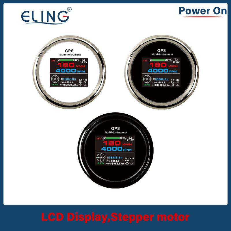 ELING 85mm 10 In 1 Functions Digital GPS Speedometer ODO Tachometer Hours Fuel Voltmeter Water Temp Oil Pressure