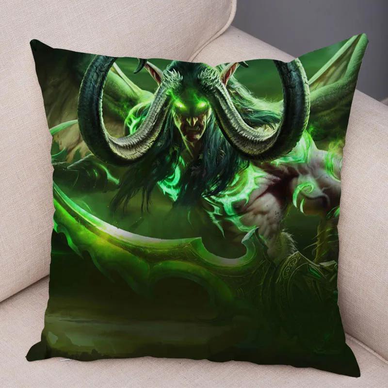 WOW Illidan Cushion Cover Decor Hot Game Hero Printed Pillow Covers for Sofa Home Pillow Case Super Soft Short Plush Pillowcase