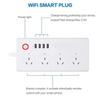 Melery Tuya Wifi Smart Strømskinne EU US Brasil UK Australsk Plugg Stikkontakt USB Ladeuttak Fjernstyrt av Alexa Dot Google Home Kontor