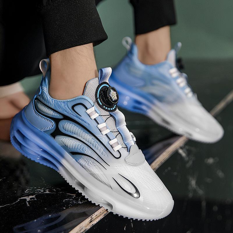 Men's shoes autumn breathable sports running shoes soft sole shock absorption rotating button new outdoor casual shoes trendy shoes