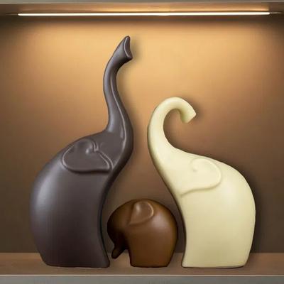 Ceramic Elephant Figurines – Couple Miniatures for Home Decoration and Gifts