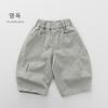 Kids Cotton Solid Casual Long Pants Unisex Boys Girls Daily Wear Trousers