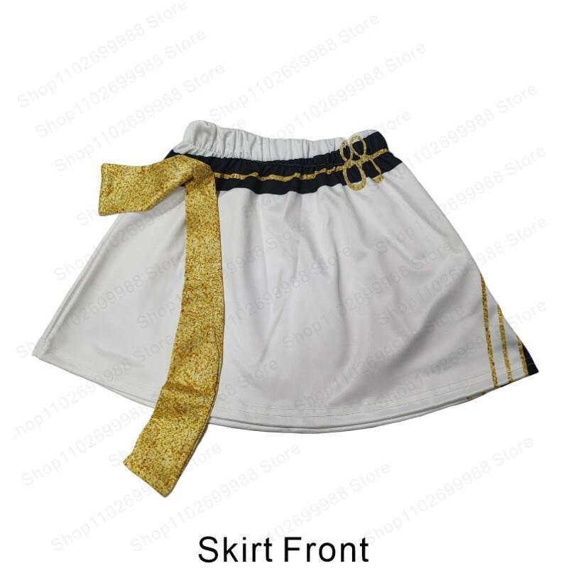 Film K Pop Démon Mira Bílý Třídílný Kostým 3D Tištěná Bunda Vesta Sukně Set Dívčí Halloweenská Párty Lovci Cosplay Oblečení