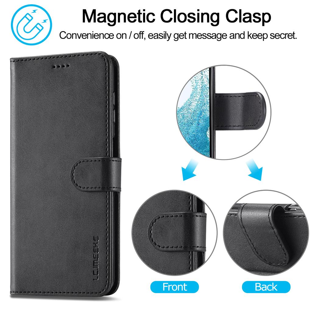 LC.IMEEKE For Samsung Galaxy A34 5G Calf Texture Case Wallet Stand Design Magnetic Clasp Leather Phone Cover
