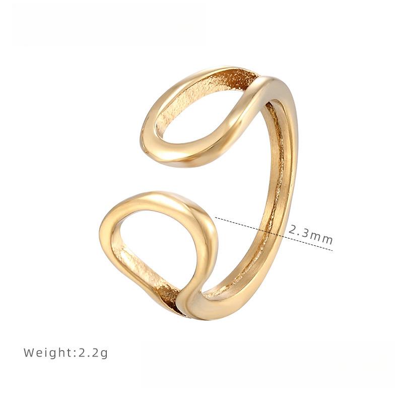 

Геометрические линии открытые кольца титановая сталь выцветающие кольца для женщин нишевые простые высококлассные аксессуары 9