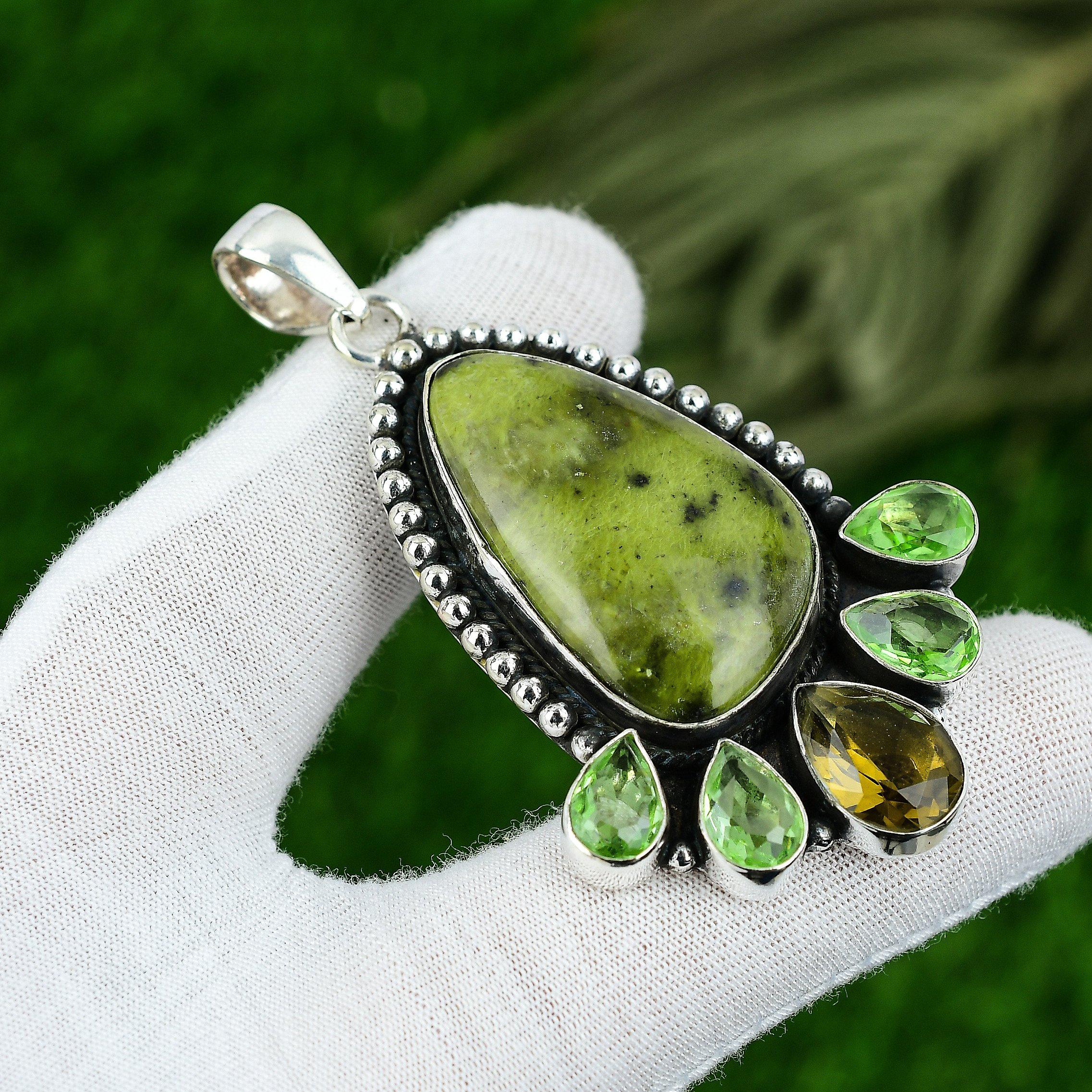 

Wedding Gift For Her 925 Silver Natural African Vasonite Gemstone Pendant