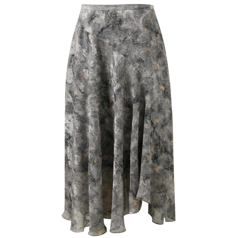 Sancai New Chinese Style Asymmetric A-Line Midi Skirt L