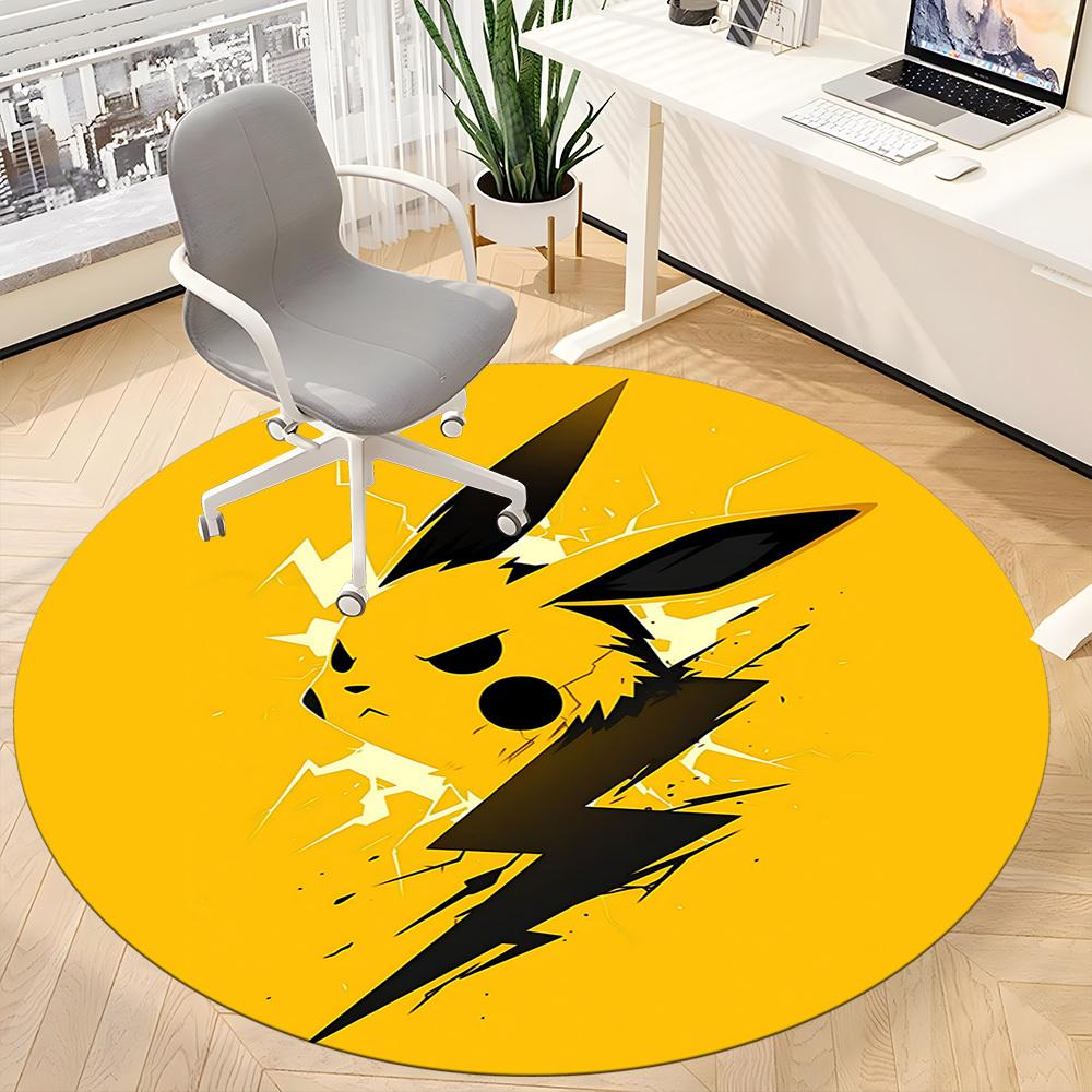 1pcPikachu Electric Office Round Area Rug, Indoor Mat Suitable For Office, Bedroom Living Room Home Decor, Room Deco,  Offic A0928147