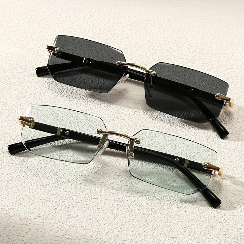 1/2pcs Vintage Rimless Fashion Glasses Decorative Eyewear for Women Men Shopping Party