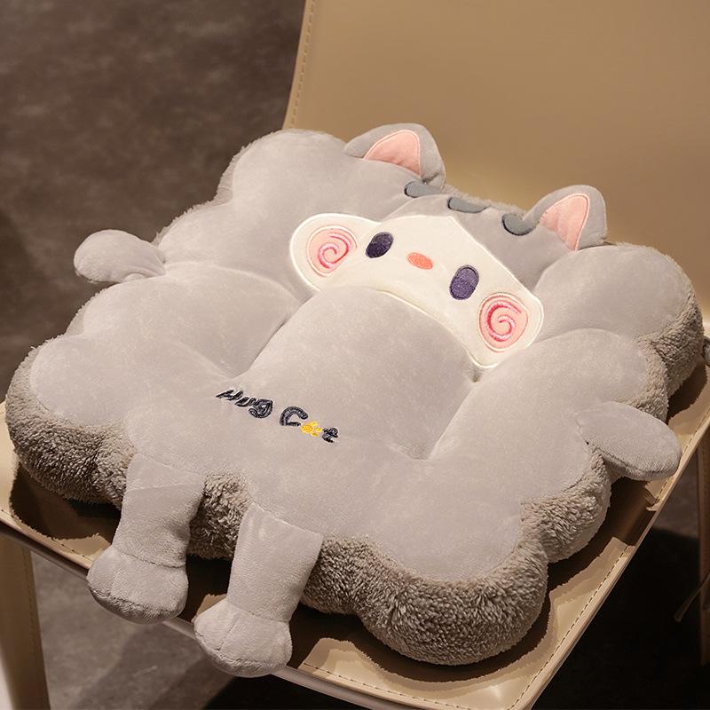 

Милая подушка для сиденья с котенком, мягкая толстая плюшевая подушка для спинки офисного кресла, декор комнаты, плюшевая подушка, подушки для автомобильного сиденья 40x40x8cm серый