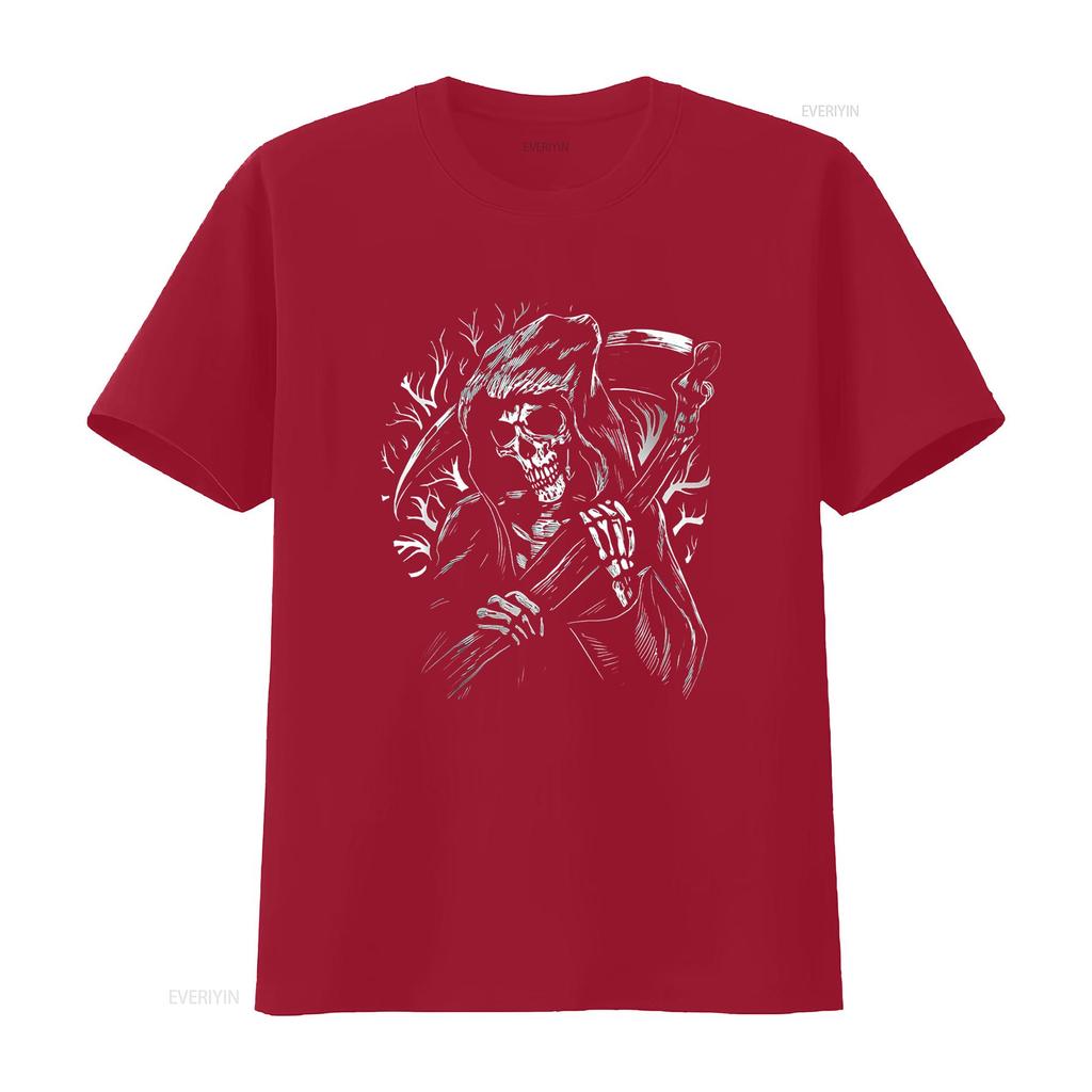 Womens T Shirt Cool Grim Reaper Black 2XL vintage Washed streetwear fashion Breathable Slightly Comfortable Casual Soft