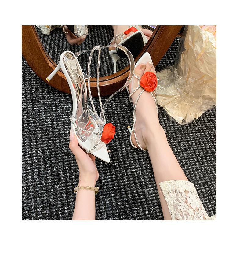 Fashion Designer Sandals for Women 2025 Summer New High Heeled Sandals Elegant Pointed Open Toe Sandal Fashion Flower Sandals for Women