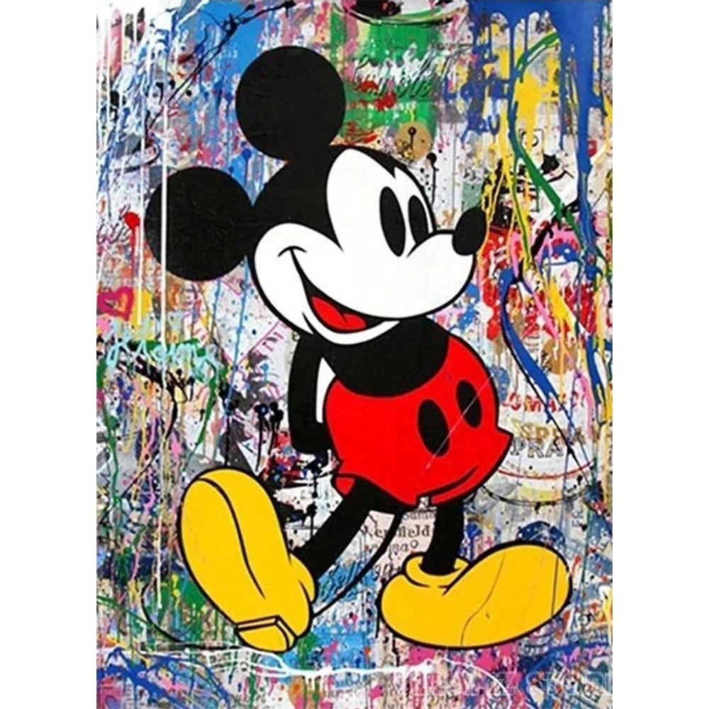 

Disney Diamond Painted Mickey Mouse Decorative Painting 5D DIY Kit Adult Arts and Crafts Home Decor and Gift Round 20x30cm
