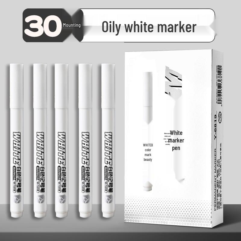 White Waterproof Quick-Dry Oil-Based Tire Marker Pen, Fade-Resistant Fine and Broad Points for Labeling.