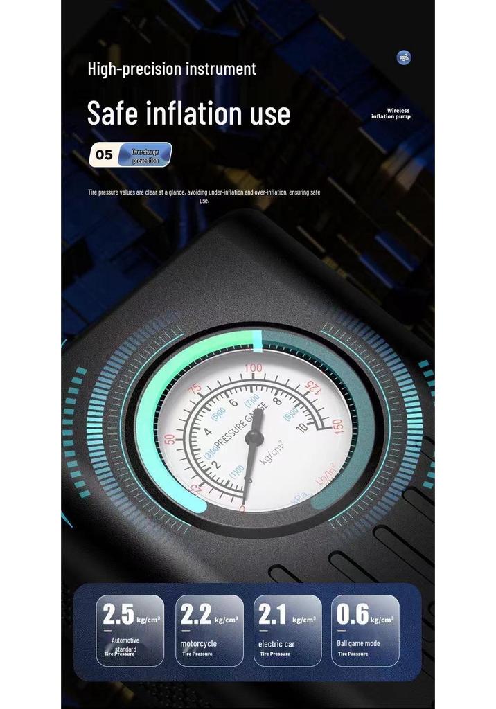 Portable Smart Wireless Car Tire Inflator Pump