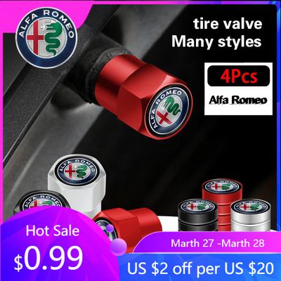 Para Alfa Romeo 2026 Pegatina Caliente 4 Piezas 4 Piezas Tapones de Válvula de Neumático de Coche de Metal 3D Cubierta de Polvo para Ruedas Para Alfa Romeo 156 159 147 4C 8C 166 Giulia G
