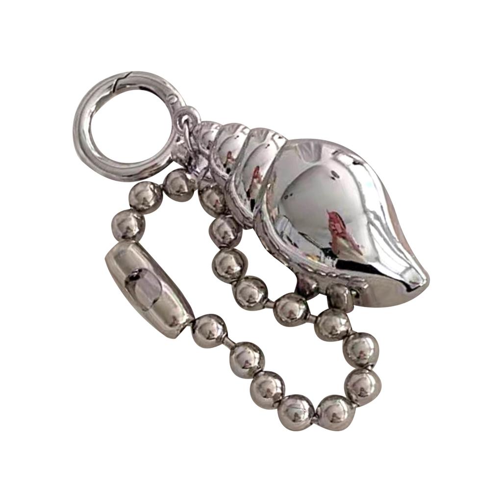 Silvery Conch Bowknot Keychain Lovely Decorations Keyring Ornament Backpack Phone Case Charm Pendant Gift for Girls Women
