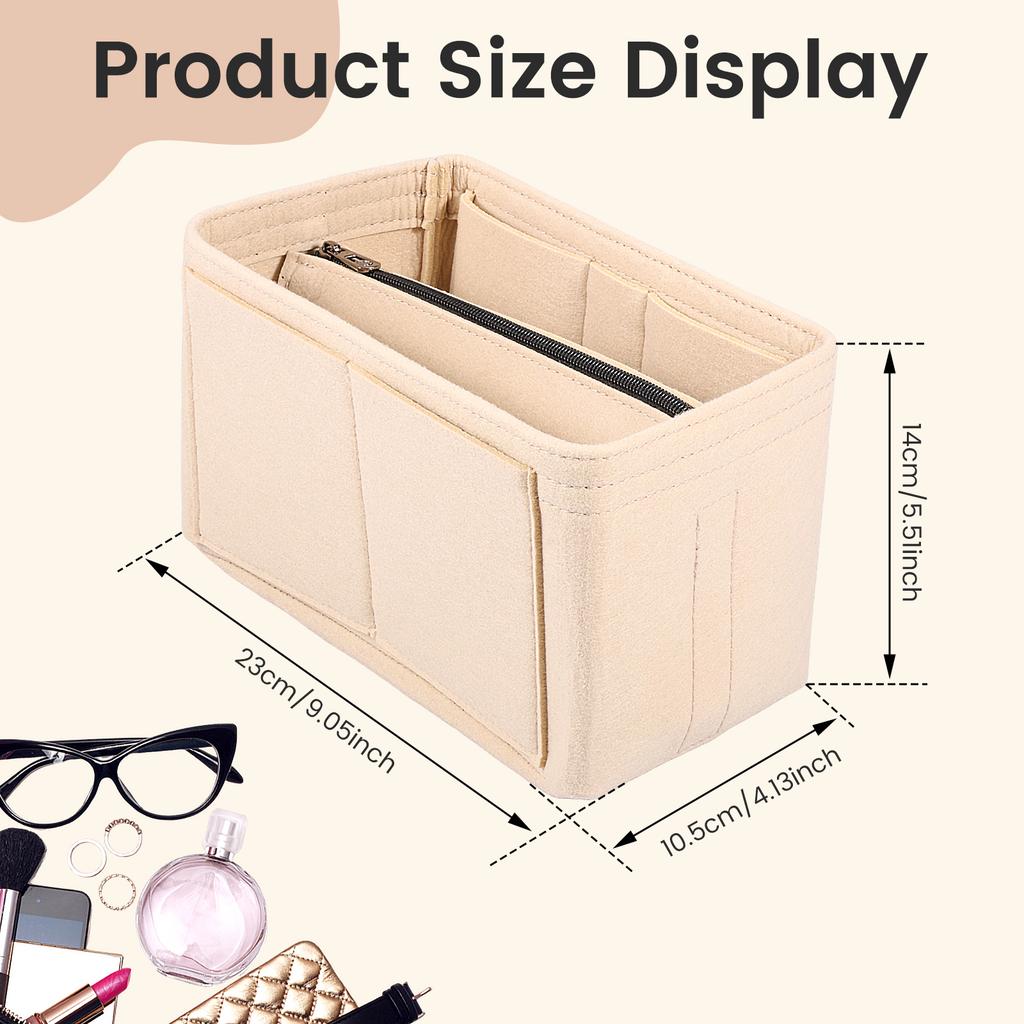 2 in 1 Filz-Einsatztasche Geldbörsen-Organizer Einsatzfutter Reise Tragbare Make-up-Tasche Stütz-Aufbewahrungstasche für die meisten Handtaschen Tragetaschen NEU