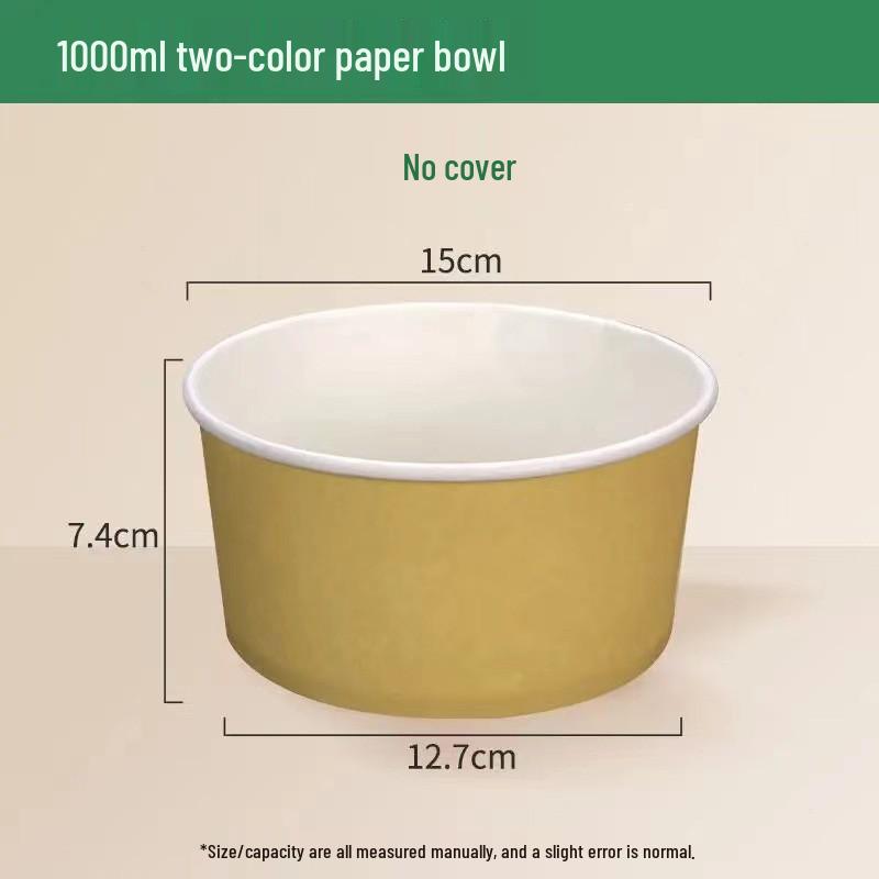 Kraft Paper Disposable Bowl - Ideal for Rice, Salad, Lunch, Takeout, Fast Food, and Fruit.