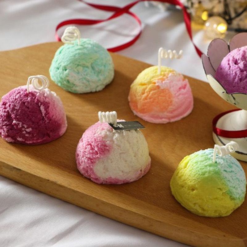 Ice Cream Ball Shaped Candle Making Silicone Soap Mold Cake DIY Mold