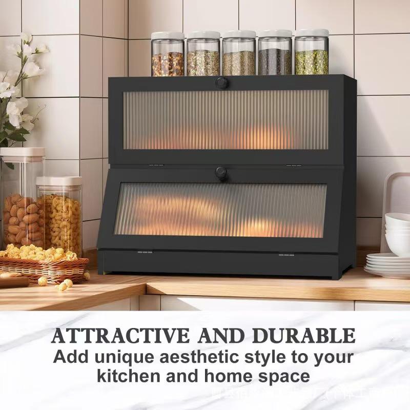 Double-Layer Kitchen Bread Box: Large Capacity, Dustproof Storage Bin