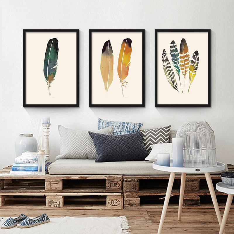 

Скандинавская декоративная картина на холсте, американские деревенские животные, перья, абстрактные постеры для гостиной, кухни