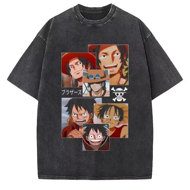 2026 One Piece Luffy 2026 New Hot Summer Graphic T Shirt Men Vintage Wash Streetwear Women Tee Summer Casual Tops Harajuku Y2k