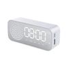 Bluetooth Wireless Audio Office Alarm Clock, Mini LED Mirror Digital Clock, Mobile Phone Speaker, Stereo Audio, FM Radio
