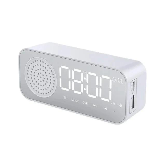 Bluetooth Wireless Audio Office Alarm Clock, Mini LED Mirror Digital Clock, Mobile Phone Speaker, Stereo Audio, FM Radio