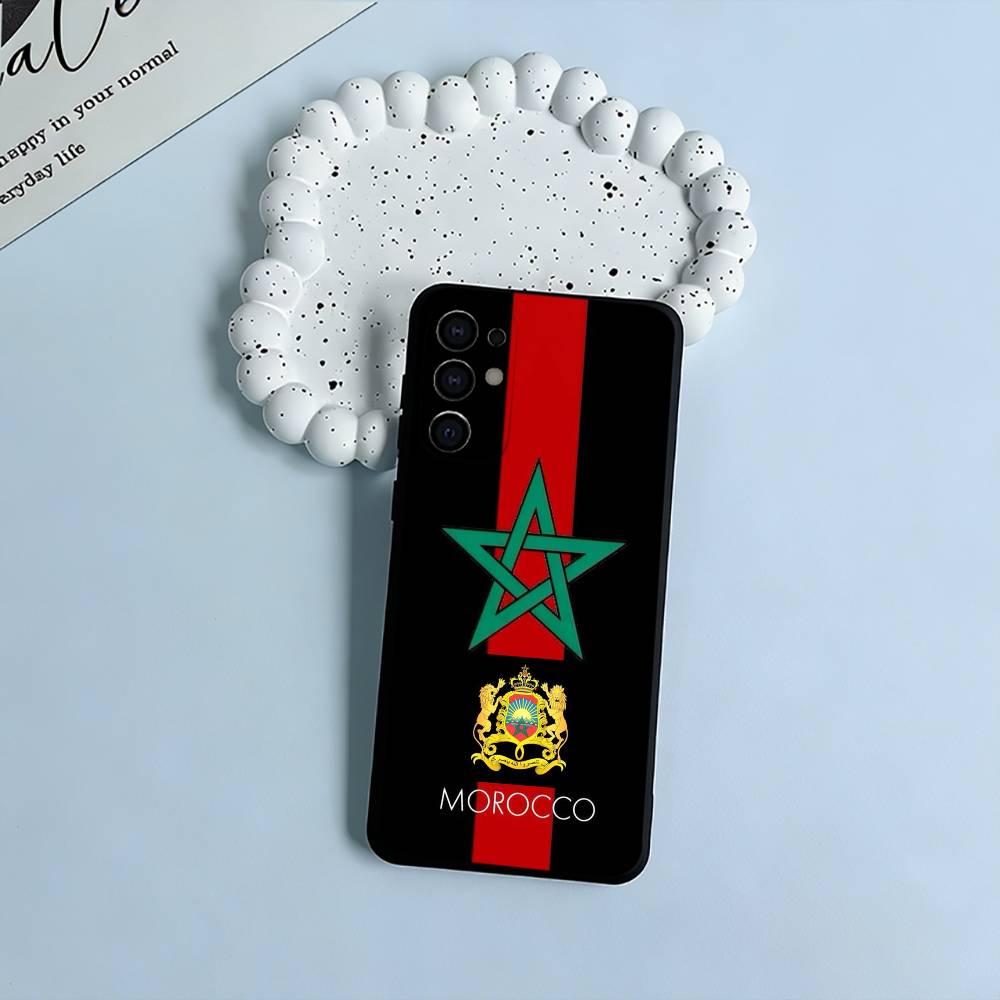 Morocco Flag Black Soft Silicone Phone Case for Samsung S25, S24, S21, S22, S23, S30, Ultra, S20, Plus, FE, Lite