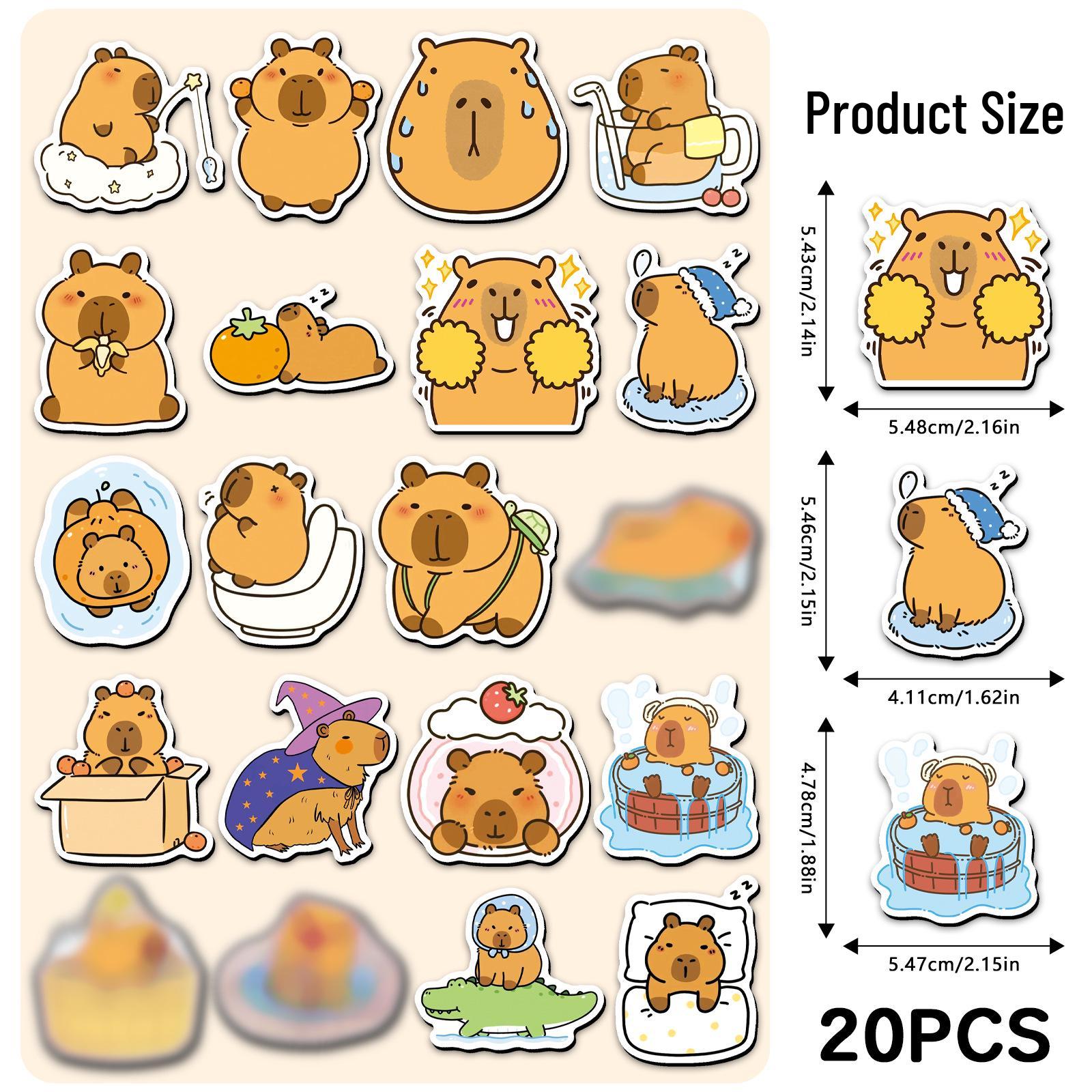 20 Soft Capybara Fridge Magnets - Cute Cartoon Animal Design for Cabinets & Decor