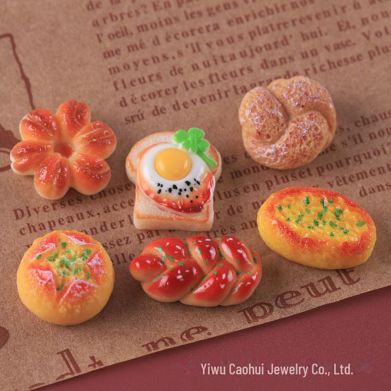 Childlike DIY Cream Bread Cake Keychain Pendant - Resin Craft Accessories