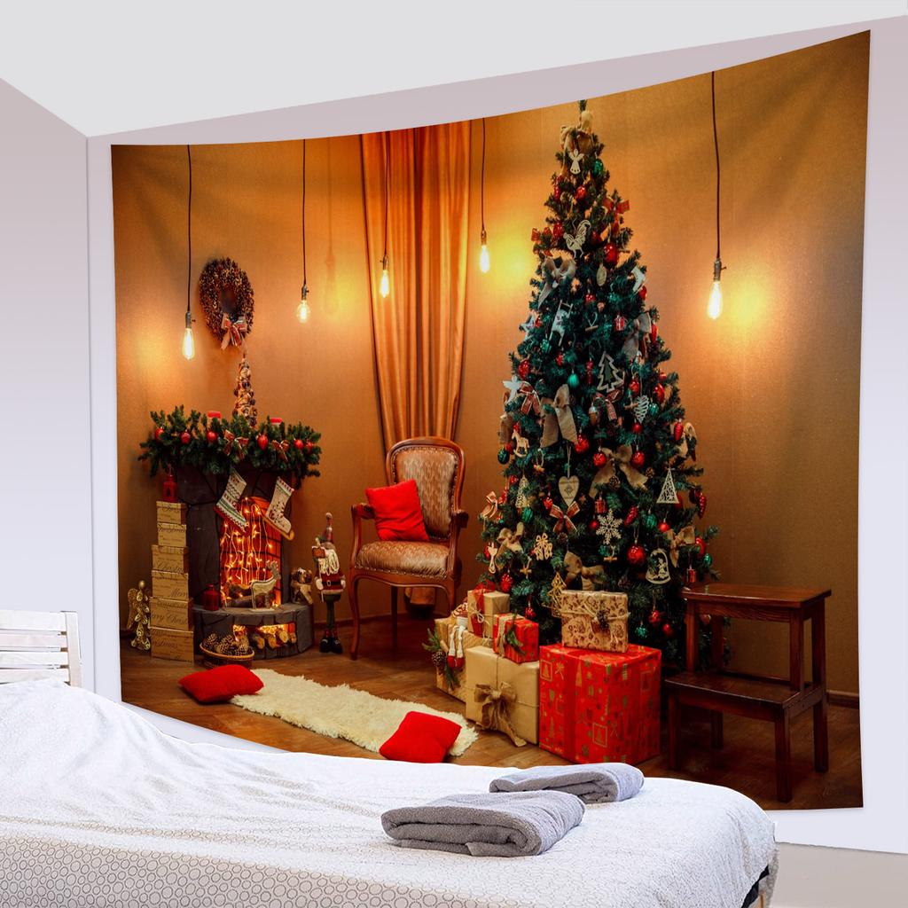 Home Decor Tapestry Christmas Tree Reindeer Snow Star Wall Tapestry Wall Hanging Room Wall Decor Backdrop Tapisserie De Noël