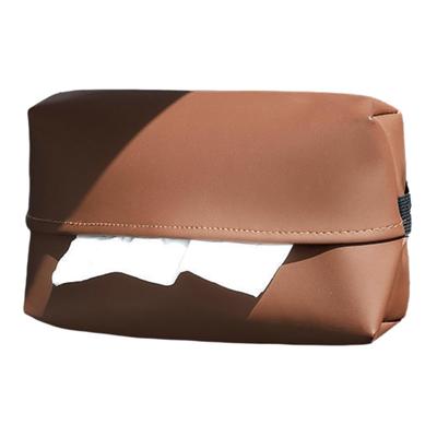 ENN LLC Auto-Taschentuch Echtleder Kompatibel mit Sonnenblenden und Kopfstützen Hülle, Look, (Braun)