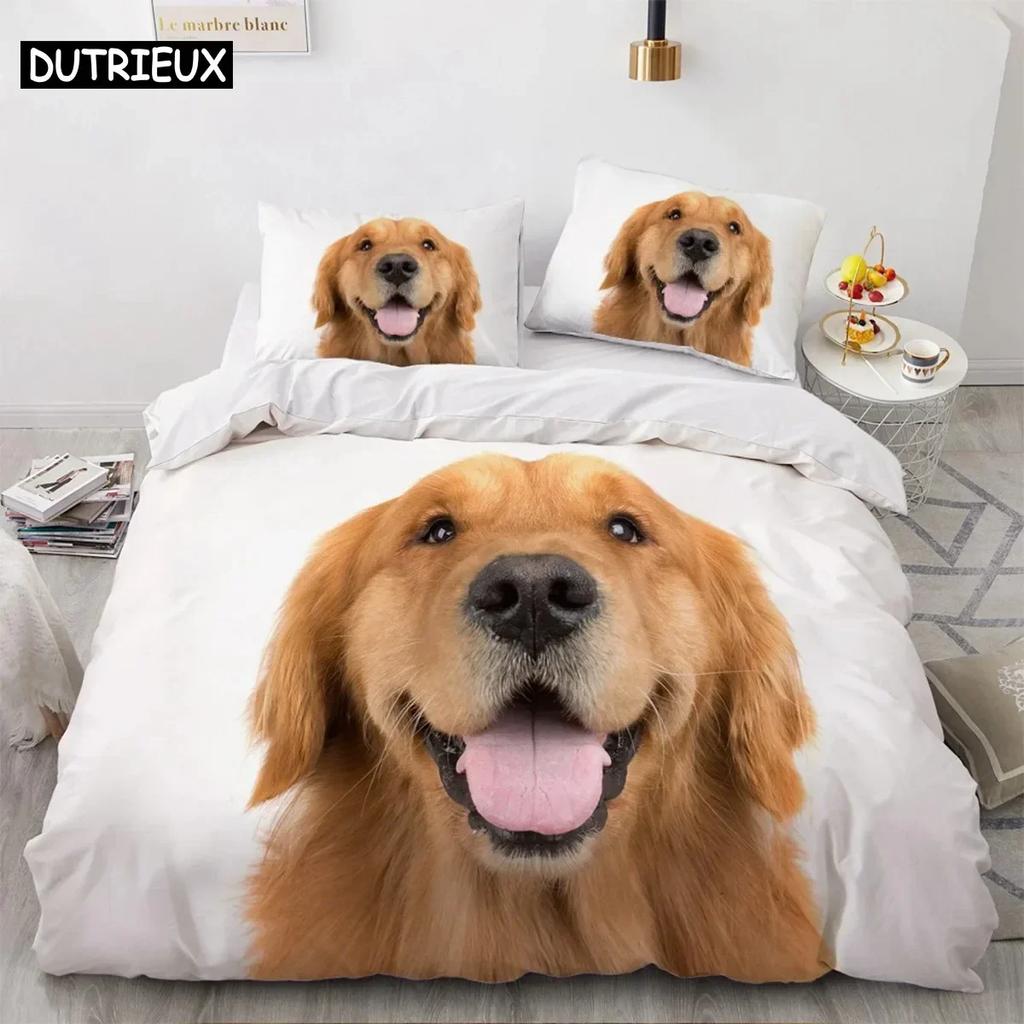 3D Dog Bedding Set For Bedroom Soft Modern Bedspreads Comefortable Kids Duvet Cover Quilt Cover And Pillowcase