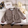 Children's Houndstooth Coat: Stylish Fragrant-Style Cardigan for Girls - Perfect for Autumn and Spring