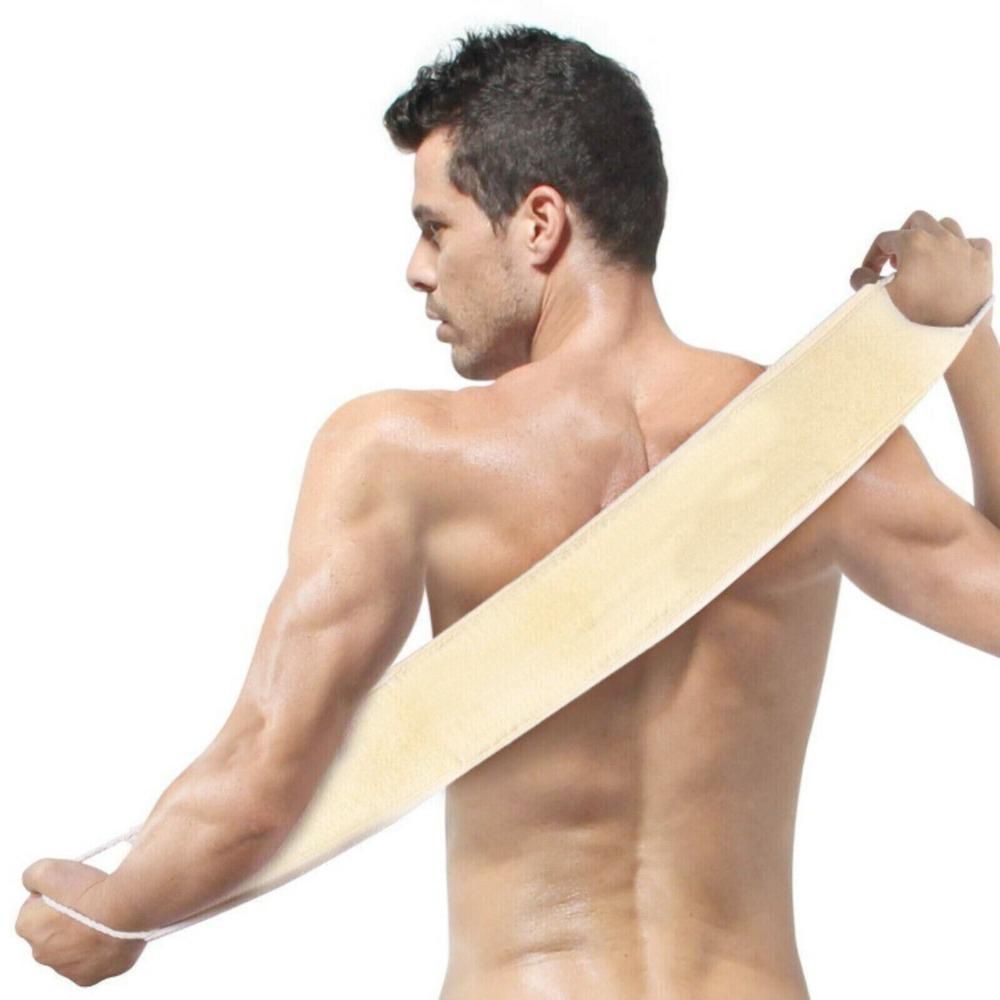 

Двосторонній ремінь з люфи на спині Довга смужка Щітка з люфи Відлущуючий ремінь для душу Розтирання для душу