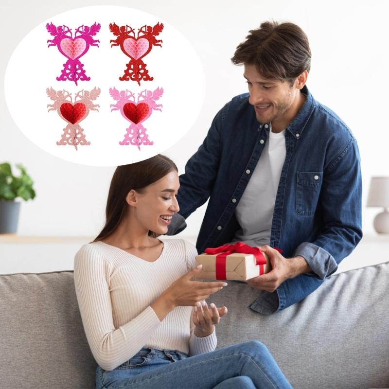 4Pcs Shimmering Honeycomb Tabletop Ornament for Wedding Party Decoration HX6C