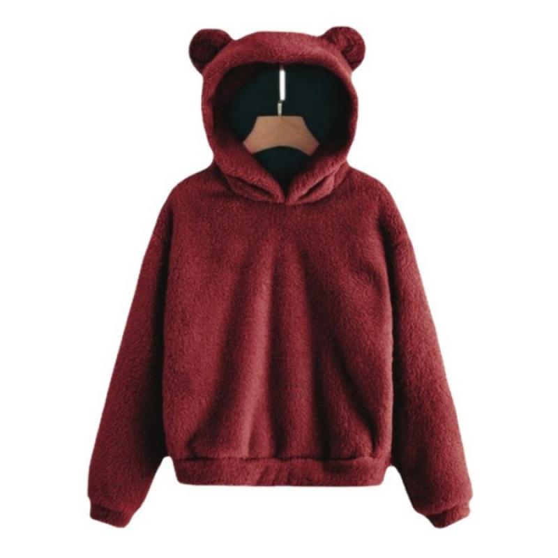 Autumn and winter new fluffy rabbit ears hooded warm sweater sweater