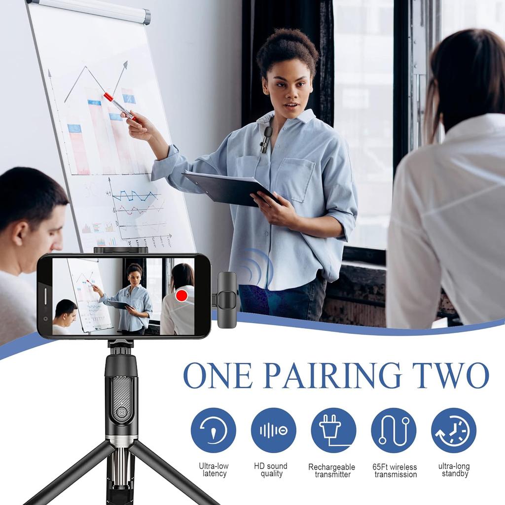 New Wireless Lavalier Microphone Portable Audio Video Recording Mini Mic for iPhone Android Live Broadcast Gaming Phone Mic