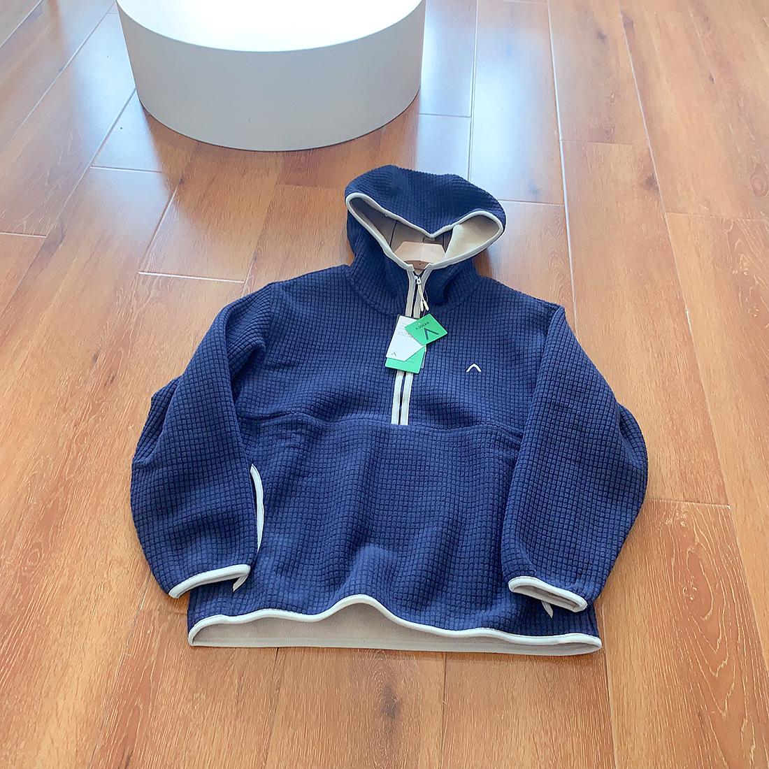 

Unisex Color Block Dopamine Fleece Hoodie – Warm, Thickened for Autumn/Winter M (120-135 jin) темно-синий