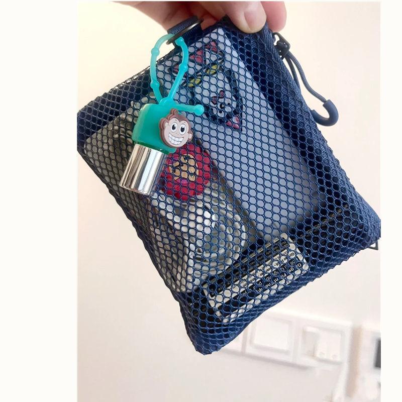 1Pc Double Layer Mesh Polyester Fiber Double Zipper Storage Bag for Outdoor Travel Home Storage