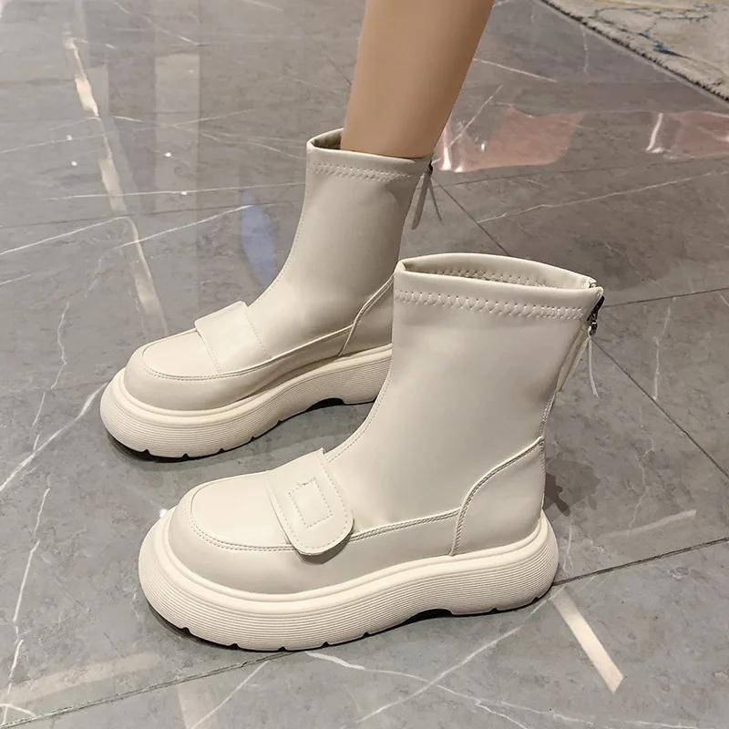 

2024 Autumn and Winter New Short Boots Women Fashion Muffin Thick Sole Casual Women s Boots 35 белый