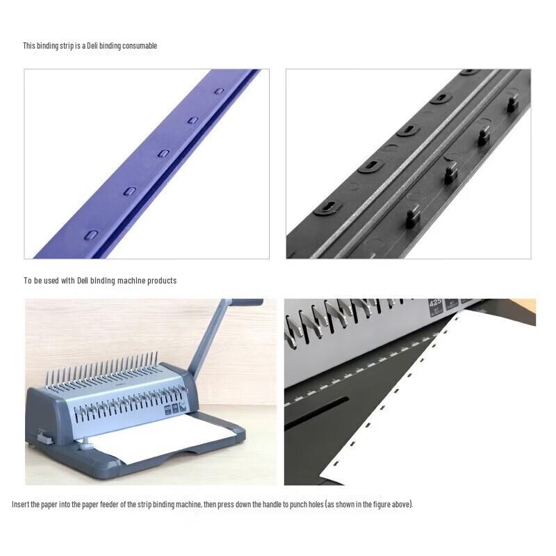 Deli 5mm 10-Hole Comb Binding Strips, 100 Pcs CN plug (adapter included)
