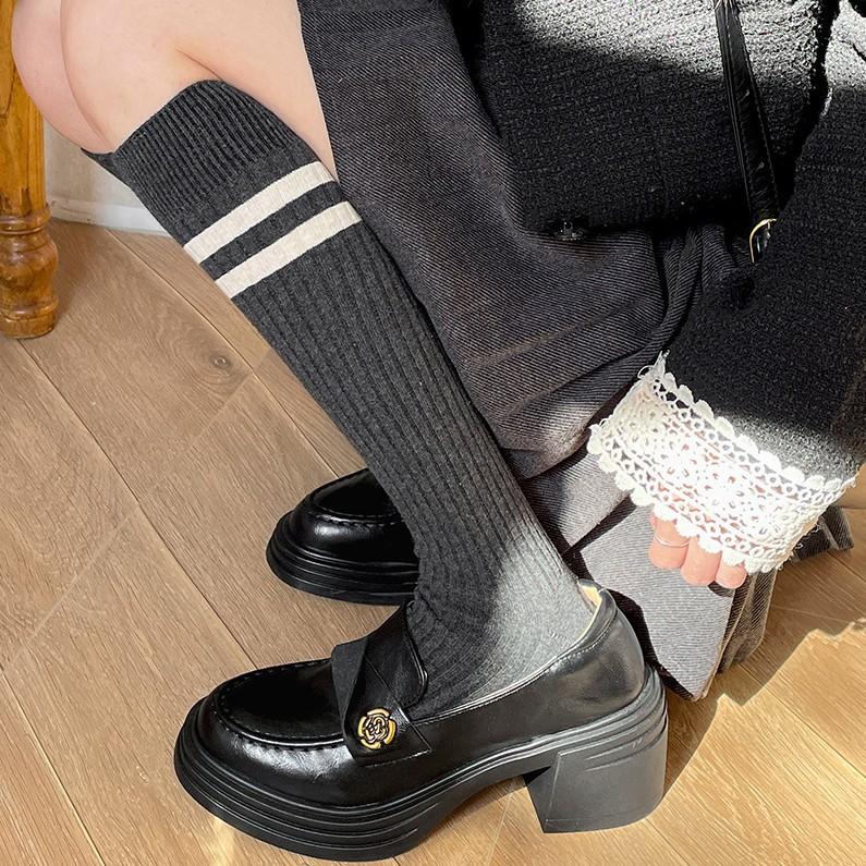 Retro British Style Versatile with Skirt Thick Heel Small Leather Shoes Women's 2025 New Autumn and Winter High Heel Loafers