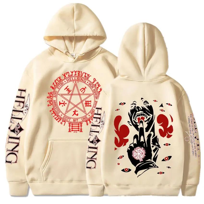 Anime Hellsing Hoodies Men Streetwear Fashion Manga Print Pullover Harajuku Unisex Oversized Long Sleeve Sweatshirts
